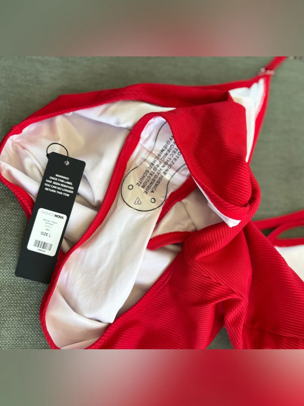 NWT Fashion Nova Fire Red Ribbed One-Piece Swimsuit